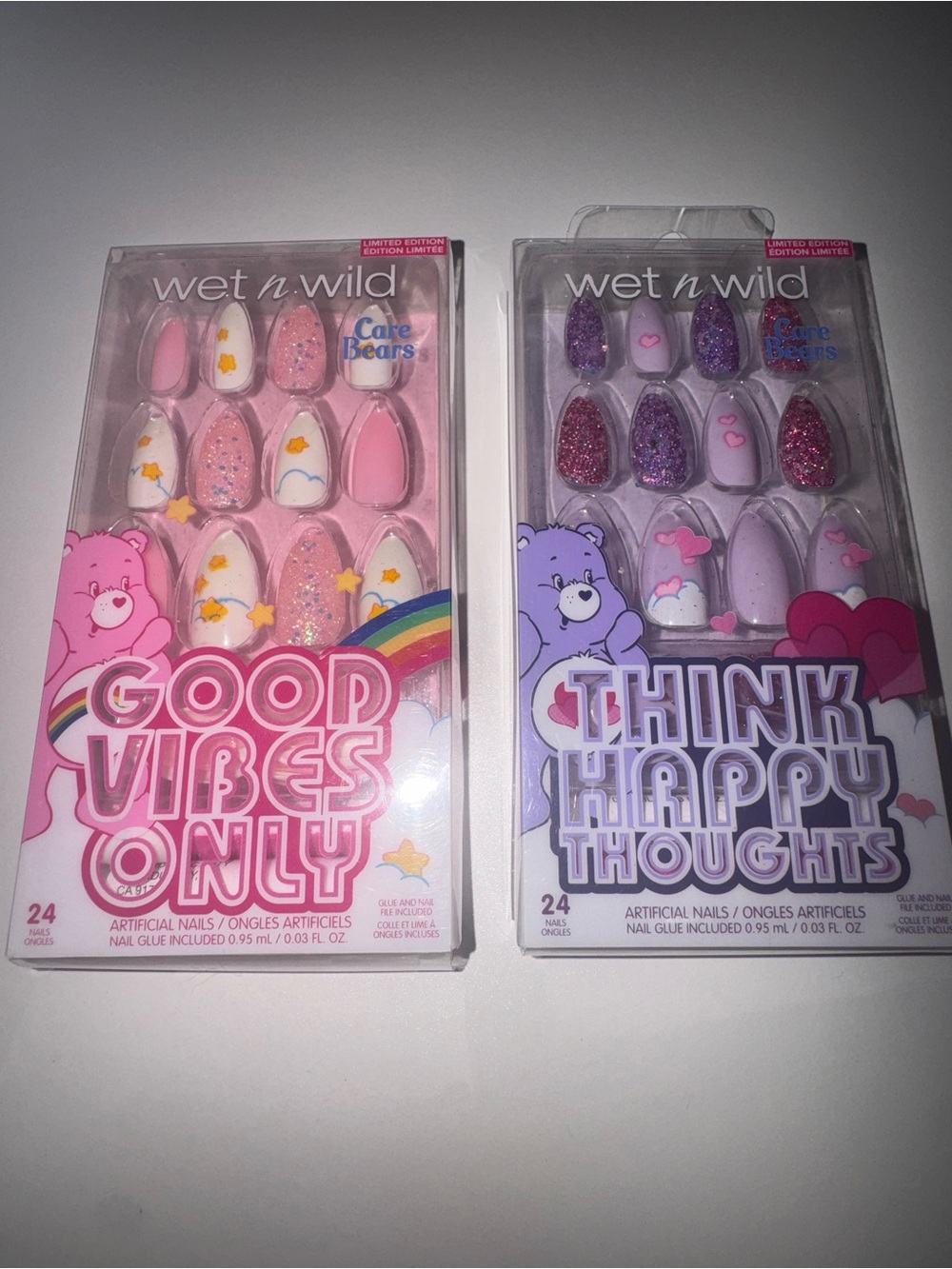 Care Bear press on nails Wet N Wild duo pack